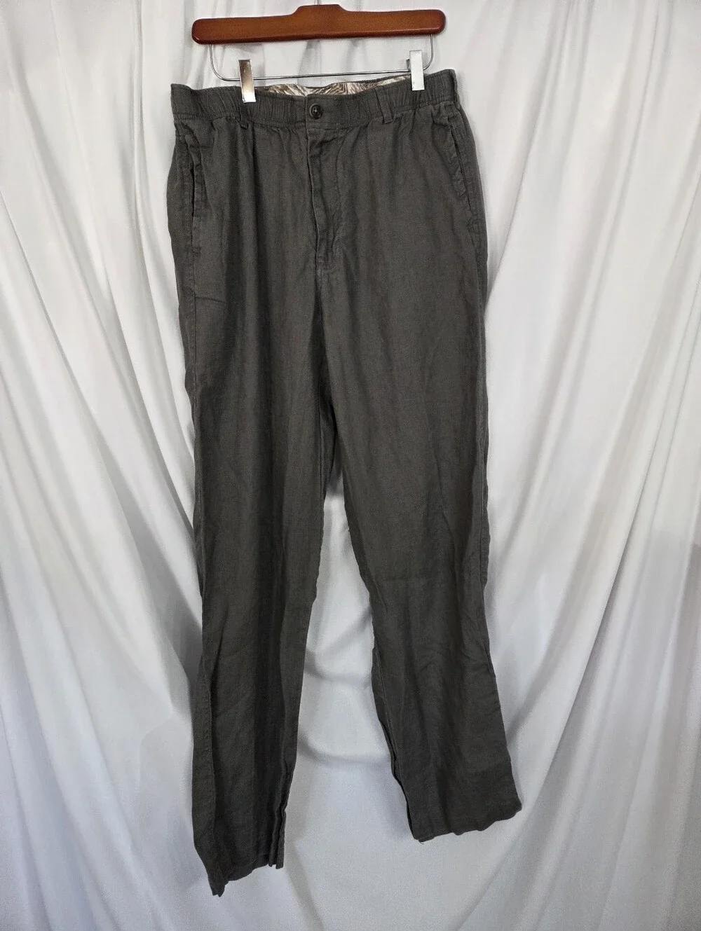 28 Palms Straight Leg Linen Charcoal Gray
